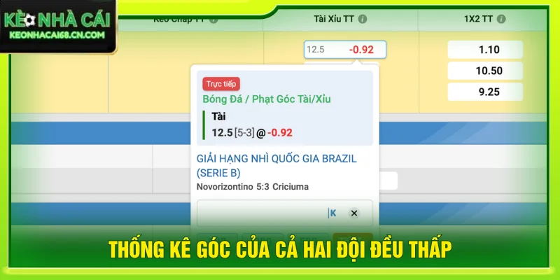 Dấu hiệu bắt kèo góc là dựa vào bảng thống kê của hai đội